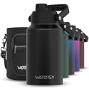WATERSY 2/3 Gallon Water Bottle Insulated(Cold for 48 Hrs),BPA Free&amp;Leak Proof,87oz Stainless Steel Water Jug/Flask,Big thermo,Large Water Bottle with Handle for Gym,Hiking,Camping,Black