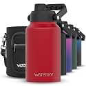 WATERSY 2/3 Gallon Water Bottle Insulated(Cold for 48 Hrs),BPA Free&amp;Leak Proof,87oz Stainless Steel Water Jug/Flask,Big thermo,Large Water Bottle with Handle for Gym,Hiking,Camping,Red