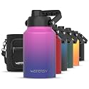 WATERSY Half Gallon Water Bottle Insulated(Cold for 48 Hrs),BPA Free&amp;Leak Proof,64oz Stainless Steel Water Jug/Flask,Big thermo,Large Water Bottle with Handle for Gym,Hiking,Camping,Gradient Purple
