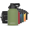 WATERSY Half Gallon Water Bottle Insulated(Cold for 48 Hrs),BPA Free&amp;Leak Proof,64oz Stainless Steel Water Jug/Flask,Big thermo,Large Water Bottle with Handle for Gym,Hiking,Camping,Olive Green