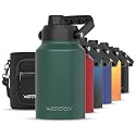 WATERSY Half Gallon Water Bottle Insulated(Cold for 48 Hrs),BPA Free&amp;Leak Proof,64oz Stainless Steel Water Jug/Flask,Big thermo,Large Water Bottle with Handle for Gym,Hiking,Camping,Dark Green