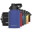 WATERSY Half Gallon Water Bottle Insulated(Cold for 48 Hrs),BPA Free&amp;Leak Proof,64oz Stainless Steel Water Jug/Flask,Big thermo,Large Water Bottle with Handle for Gym,Hiking,Camping,Deep Blue
