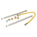 Gas Water Heater Installation Kit – 2 x 18" Corrugated Stainless Steel Water Heater Connectors, 24" Yellow Gas Line with 2 Compression Adapters