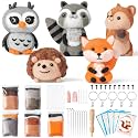 WATINC Needle Felting Kit - 5 Set Unique Different Cute Doll Wool Felt Needle Tools Foam Pad Instruction, DIY Home Decoration Craft Party Supplies for Art Work Starter Beginners (Woodland Animal)