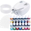 Watson & Webb Foundation Selection - 17pcs Cake Airbrush Decorating Kit - Inc Professional 3 Speed Mains Powered Spray Gun, 13 Vibrant Colours, and Tools - for Food, Cakes, Cookies & Baking