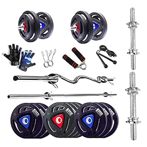 watson home gym set home gym equipments with 25mm 5ft straight bar amp 3ft curl bar rubber coated plates star nut steel dumbbell rods locks amp accessories black- 50kg set25kgx4 5kgx4 10kgx2