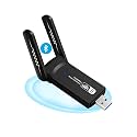Dual Band 2.4G/5GHz WiFi Adapter for PC AC1300, WiFi USB Adapter 1300Mbps, USB 3.0 Wireless Dongle with Dual Antenna, MU-MIMO, Desktop Laptop Windows 11/10 (Bluetooth Version)