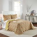 Waverly Forever Peony 4-Piece 100% Cotton Comforter Set - King Berry Floral Print, with 2 Shams &amp; 1 Bedskirt