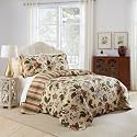 Waverly Laurel Spring 3-Piece Quilt Set – King - 100% Cotton Lightweight Bedding in Parchment