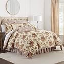 Waverly Norfolk 4-Piece 100% Cotton Comforter Set - Full/Queen- Red Floral Prints, with 2 Shams &amp; 1 Bedskirt