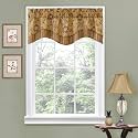 Waverly Traditions Navarra Farmhouse Scalloped Rod Pocket Valance for Windows in Bedroom, Kitchen, or Living Room, 52" x 16", Antique