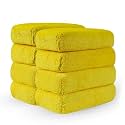 Wavex Microfiber Applicator Car Polish Sponge | Microfiber Applicator Sponge for Car Polish | Car Polish Pad Applicator for Ceramic Coating, Waxes, Polishes, Dressers - (Yellow 8 pcs)
