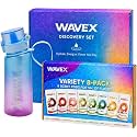 Wavex Scented Water Bottle + 8 Aroma Scent Pods (Cola, Strawberry, Honey Peach, Energy Drink, Green Apple,Mint,Lemon,Orange Vanilla), Flip Top Lid, Straw & Carry Strap Included (Sunset Coral Blue)