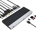 WAVLINK Adjustable Aluminum Laptop Stand with USB C Dock, Ergonomic Portable Computer Riser for MacBook, Windows, 10"-17" Notebook and Tablet(2HDMI,PD3.0,SD/TF,RJ45 Ethernet,2USB 3.0 Ports)