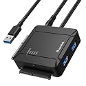 WAVLINK USB 3.0 to Dual Bay SATA Hard Drive Adapter with 2 USB 3.0 Ports for 2.5" and 3.5" SSD & HDD for Files Backup, Offline Cloning, 2 x 18 TB, 6Gbps SATA III UASP Supported