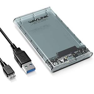 wavlink usb 30 to sata external hard drive enclosure for 25 inch 5mm7mm95mm sata iiiiii hddssd support uasp function max 4tb tool-free design