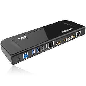 wavlink usb 30 universal dual display docking station with gigabit ethernet supports hdmidvivga2usb 30  4usb 20 audio outputinput for laptop dual monitor - hdmidvivga - vertical stand
