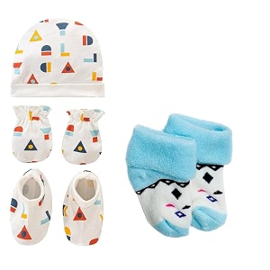 wavva baby boys girls multicolour cap booties mittens and baby ankle socks 0-6 months quality product only 1