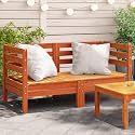 Wax Brown Solid Pine Wood Garden Sofa Set of 2 Modular Design Weather-Resistant Outdoor Corner Sofa for Terrace Balcony Relaxation
