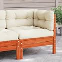 Wax Brown Solid Wood Pine Patio Sofa Corner with Cushions, Modular Outdoor Furniture for Garden Terrace, Durable Slatted Design and Comfortable Seating Experience