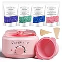 Waxing Kit for Women & Men - Complete Hair Removal Wax Kit with 4 Bags Hard Wax Beads & Silicone Pot for Full Body, Bikini, Brazilian, Eyebrow, Legs, Face - Easy to Use at Home Wax Warmer