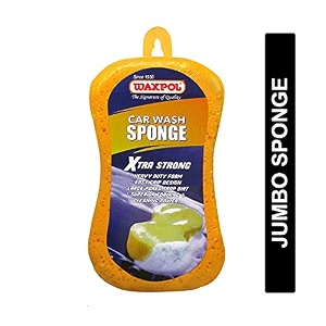 waxpol jumbo car wash sponge  extra strong large amp long-lasting  for car amp bike cleaning