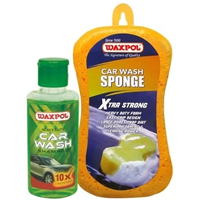 waxpol heavy duty car amp bike wash shampoo 10x super foaming concentrate 100 ml with xtra strong car wash sponge perfect for snow foam foam amp bucket wash