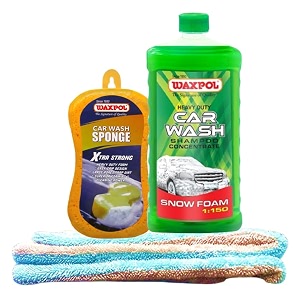 waxpol heavy duty car wash snow foam concentrate1150 1l for snow foam foam amp bucket wash with microfiber amp jumbo sponge