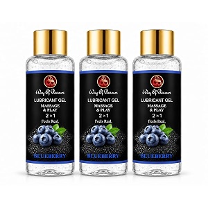 way of pleasure lubricant massage gel water based lubes non-sticky and massage blueberry pack of 3