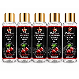 way of pleasure lubricant massage gel water based lubes non-sticky and smooth massage lubricant cherry pack of 5
