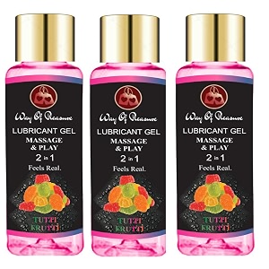way of pleasure lubricant massage gel water based lubes non-sticky and smooth massage lubricant tutti frutti pack of 3