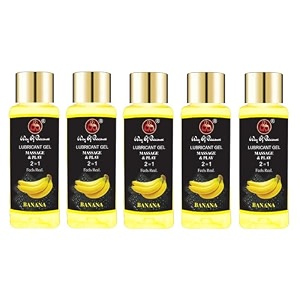 way of pleasure lubricant massage gel water based lubes non-sticky and smooth massage lubricant banana pack of 5