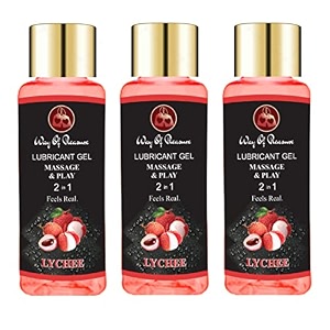 way of pleasure lubricant massage gel water based lubes non-sticky and smooth massage lubricant lychee pack of 3
