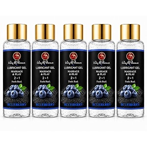 way of pleasure lubricant massage gel water based lubes non-sticky and smooth massage lubricant blueberry pack of 5