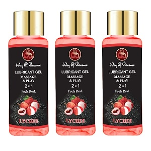 way of pleasure lubricant massage gel water based lubes non-sticky and smooth massage lubricant lychee pack of 3