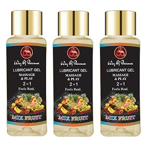 way of pleasure lubricant massage gel water based lubes non-sticky and smooth massage lubricant mix fruit pack of 3