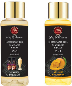 way of pleasure pb vanilla with mango flavored lubricant gel for men  women pack of 2 lubricant 100 ml