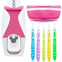 WAYCOM Dust-proof Toothpaste Dispenser Toothpaste Squeezer Kit (Pink)