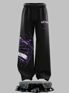 Wayup Graphic Print Men Black Track Pants