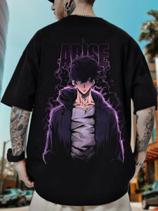 Wayup Graphic Print Men Round Neck Black