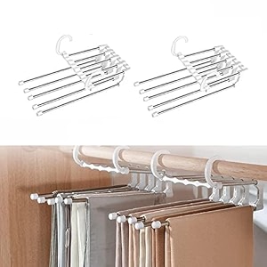 5 in 1 stainless steel foldable hangers for clothes hanging multi-layer round pant hangers for wardrobe magic foldable hanger clothes hanger multipurpose medium