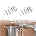 5 in 1 Stainless Steel Foldable Hangers for Clothes Hanging Multi-Layer Round Pant Hangers for Wardrobe Magic Foldable Hanger Clothes Hanger Multipurpose (Medium)