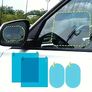 wazdorf car accessories 4pcs car rearview mirror films anti-rain fog waterproof pet clear film accessories 4