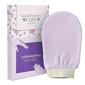 wbc worldbeautycare moroccan hammam exfoliating kessa scrub glove shower scrub gloves body facial tan massage mitt double layered imported light purple