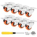 WBD 2" Plate Caster Wheels Set of 8, Heavy Duty Casters with Brake, 1200 Lbs, Safety Dual Locking, Industrial Swivel Top Plate Casters Wheels for Furniture, Carts (Screws and Screwdriver)