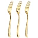 WDF 300PCS Gold Plastic Forks - Heavy Duty Gold Forks Disposable - Sturdy&amp;Durable Plastic Silverware Bulk for Wedding/Party/Daily Using/Baby Shower