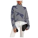 WDIRARA Women39s Leopard Tiger Print Sweater High