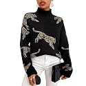 WDIRARA Women39s Leopard Tiger Print Sweater High