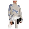 WDIRARA Women39s Leopard Tiger Print Sweater High
