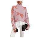 WDIRARA Women39s Leopard Tiger Print Sweater High
